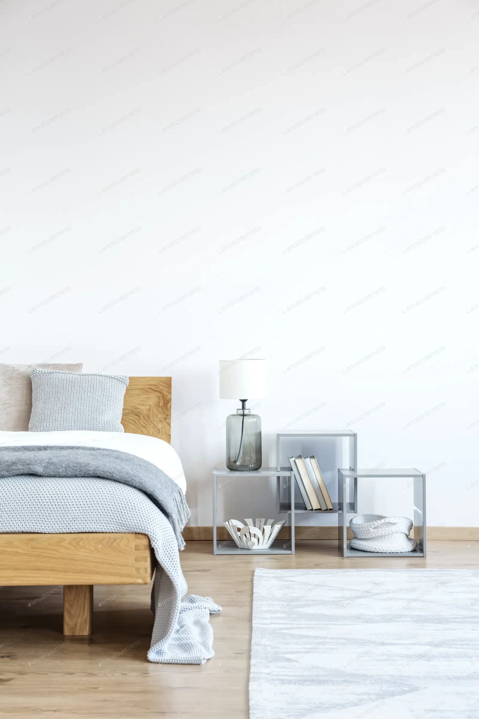 Calm bedroom with neutral furniture