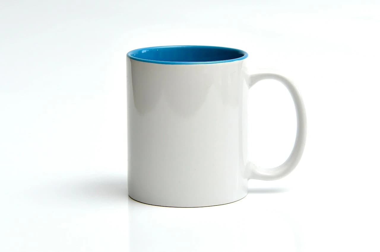 Minimal white stoneware mug
